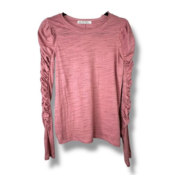 Free People We The Free NWOT Natasha Mauve Pink Ruched Long Sleeve Tee XS - Picture 2 of 6